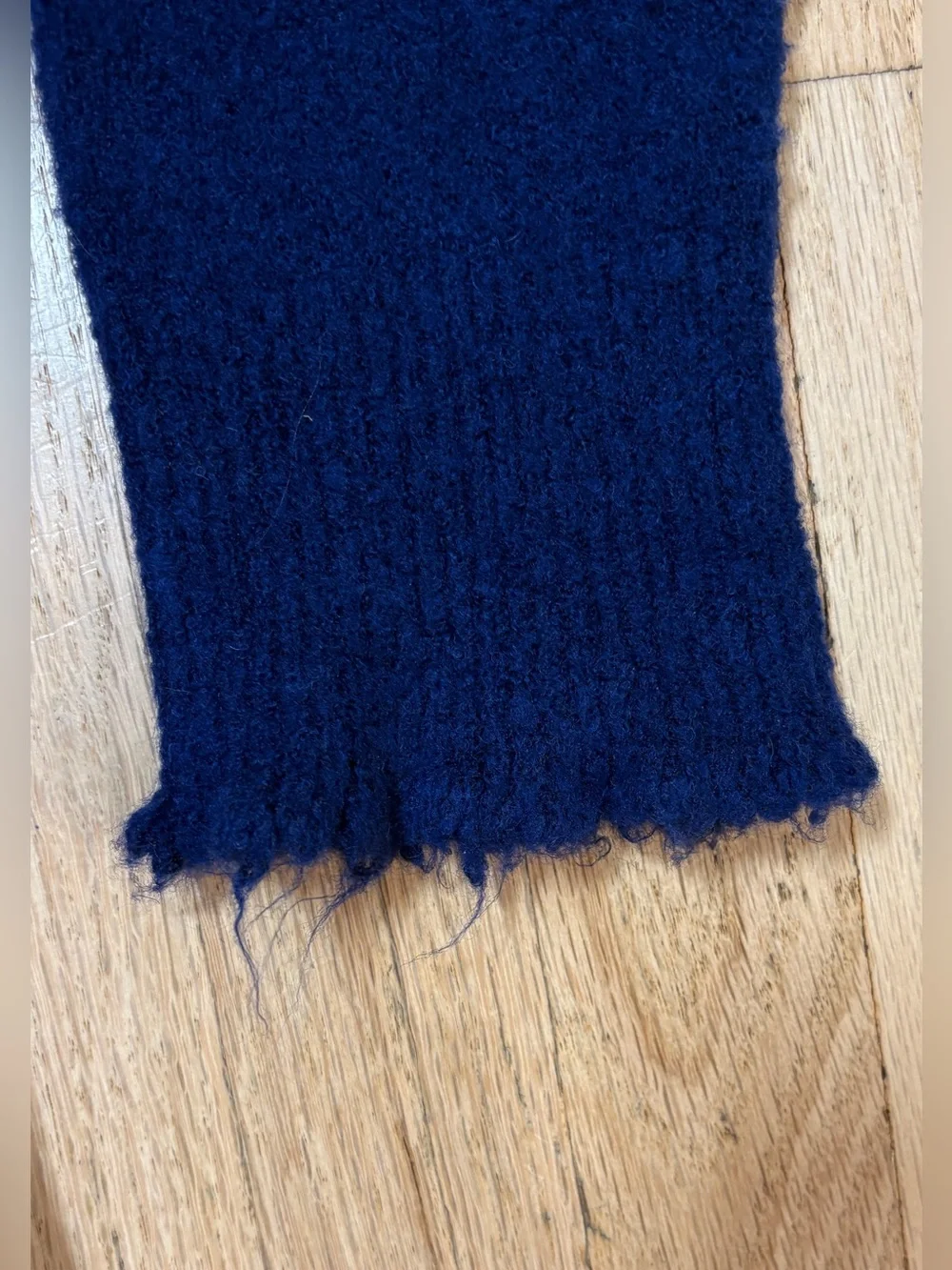 LINE the Label Navy Blue Fuzzy Textured Raw Edge Open Wool Blend Cardigan XS